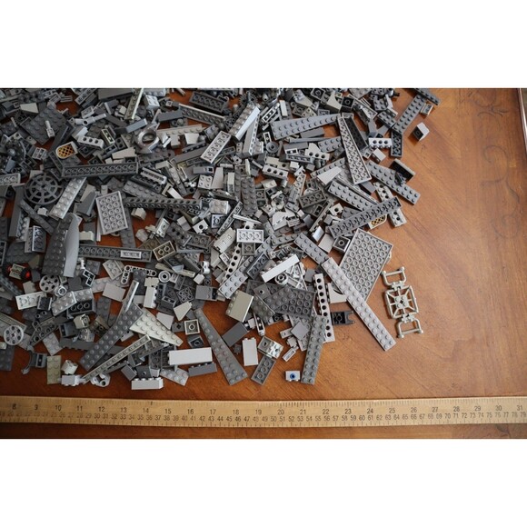 2 lbs. Pounds 9oz Mixed Lot Lego Bulk Shades of Gray Bricks Pieces Plates Blocks - Picture 4 of 13